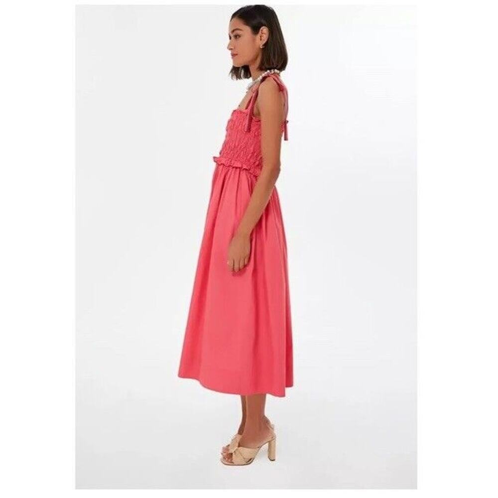 Ulla Johnson Akshara Midi Dress in Honeysuckle Pink Poplin Cotton Size 6 - Picture 4 of 12